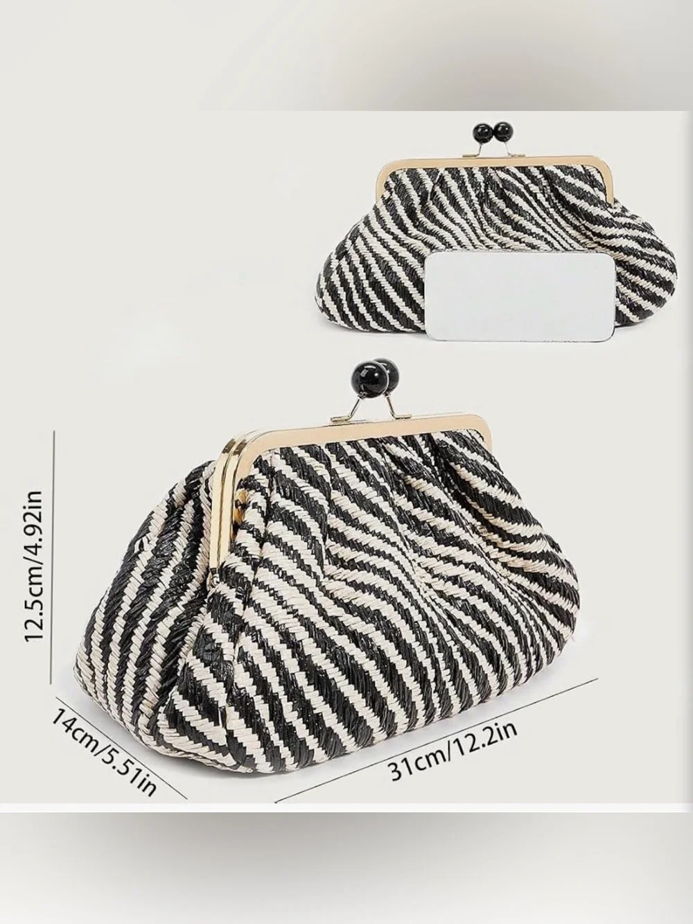 NEW Black & White Woven Bohemian Clutch